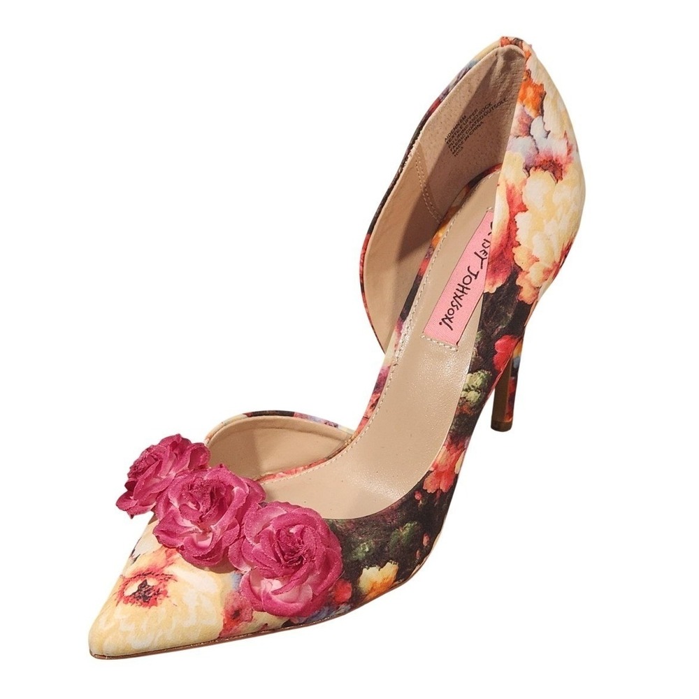 Betsey Johnson Shoes Womens 8 Floral AIDENN D'Orsay Stiletto Rose Heels Pumps 3D